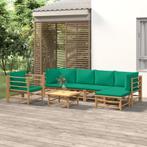 vidaXL 7-delige Loungeset met kussens bamboe groen, Verzenden, Nieuw, Hout, Loungeset
