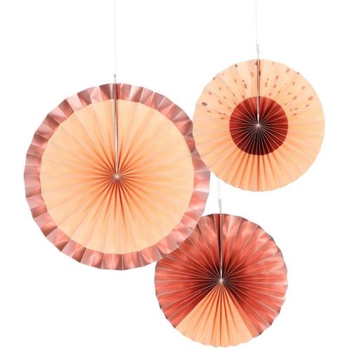 Papieren Waaiers Roze 35cm 3st, Hobby en Vrije tijd, Feestartikelen, Nieuw, Verzenden