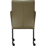Leren eetkamerstoel Comfort met wieltjes en armleuning -, Huis en Inrichting, Stoelen, Nieuw, Leer, Ophalen of Verzenden, Eén