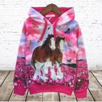 Fel roze meisjes trui met bruin paard H22 - 86/92 -