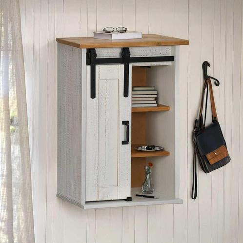 vidaXL Hangkast HALDEN met schuifdeur 49x22,5x70 cm, Huis en Inrichting, Keuken | Keukenelementen, Wit, Nieuw, Verzenden