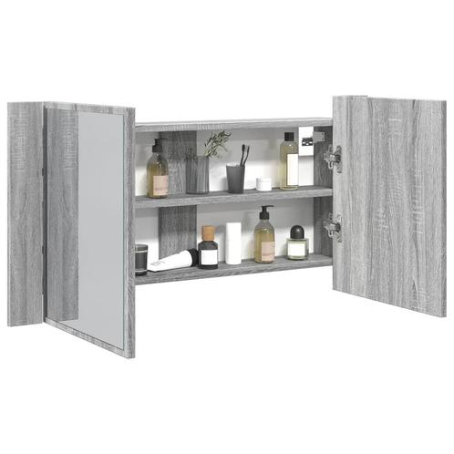 vidaXL Badkamerkast met spiegel en LED 90x12x45 cm acryl, Huis en Inrichting, Tafels | Kaptafels, Nieuw, Verzenden