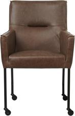 Bruine leren moderne eetkamerstoel - Vintage Leer Brown (bru, Huis en Inrichting, Stoelen, Overige kleuren, Nieuw, Leer, Ophalen of Verzenden