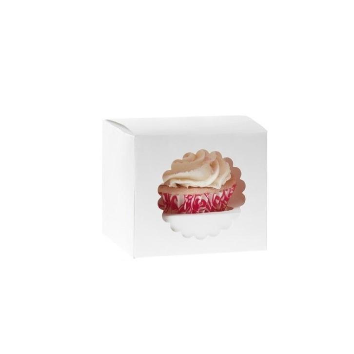 HoM Cupcake Doosje 1 Wit (incl. tray met venster) 3st., Hobby en Vrije tijd, Taarten en Cupcakes maken, Nieuw, Verzenden