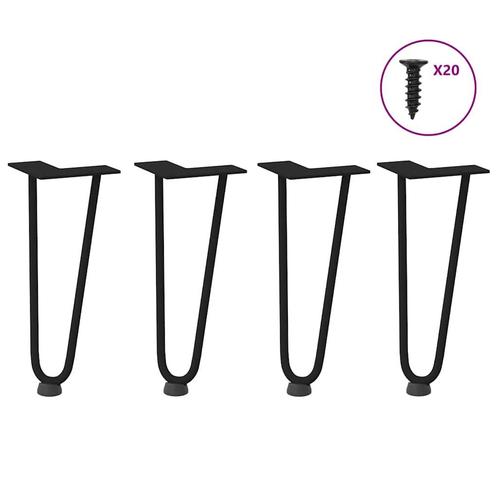 vidaXL Haarspeld tafelpoten 4 st 30 cm massief staal zwart, Huis en Inrichting, Tafelonderdelen, Nieuw, Verzenden
