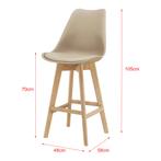 Barkruk set van 4 kunstleer en beuken 105x48x58 cm beige, Huis en Inrichting, Stoelen, Verzenden, Nieuw
