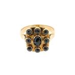 Gouden heren ring met granaat stenen | Vintage, Gebruikt, Overige kleuren, 20 of groter, Ophalen of Verzenden