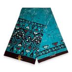 Afrikaanse print stof - Turquoise Kampala - 100% katoen, Hobby en Vrije tijd, Stoffen en Lappen, Ophalen of Verzenden, Nieuw