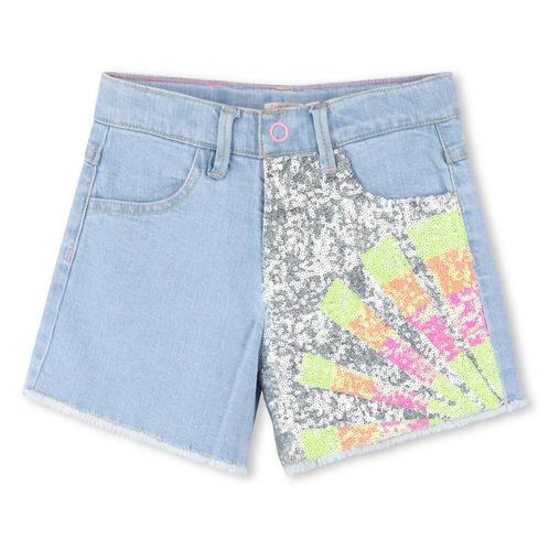 Verstelbare denim short glitter  Billieblush Maat 110 110, Kinderen en Baby's, Kinderkleding | Maat 110, Nieuw, Broek, Ophalen of Verzenden