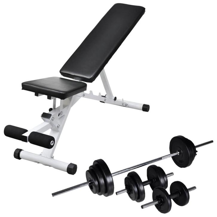 vidaXL Trainingsbank met halterset 30,5 kg, Sport en Fitness, Fitnessmaterialen, Nieuw, Verzenden