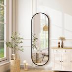 LoXa Passpiegel Ovalo Zwart – 160x60 cm – Ophangbaar – Zwart, Huis en Inrichting, Woonaccessoires | Spiegels, Verzenden, Nieuw