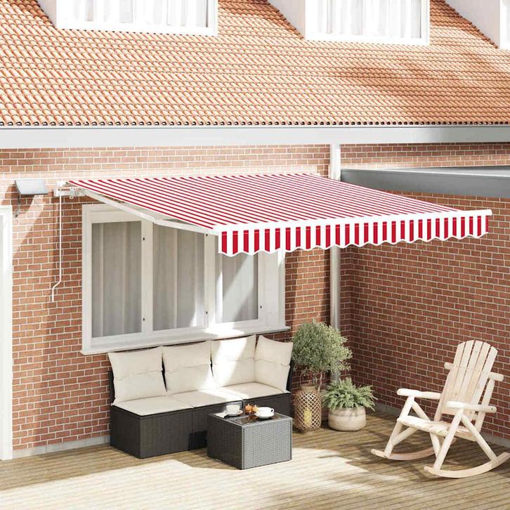 vidaXL Inklapbaar Zonnescherm met Rood en wit 300 x 250 cm, Tuin en Terras, Zonneschermen, Nieuw, Verzenden