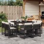 vidaXL 9-delige Tuinset poly rattan zwart, Nieuw, 8 zitplaatsen, Tuinset, Verzenden