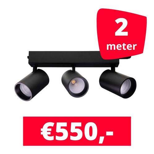 LED Railverlichting Tripolore Zwart 2 spots + 2M rails, Zakelijke goederen, Kantoor en Winkelinrichting | Winkel en Inventaris