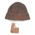 Knitted beanie with teddy brown - 3/6M, Verzenden, Nieuw