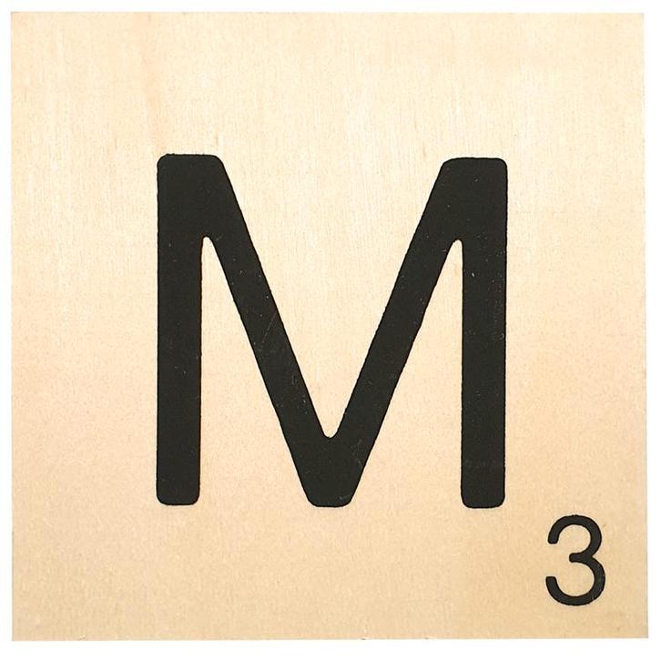 Houten Bordje 10x10x0.5cm - M - Zwarte Letter/Woordwaarde -, Huis en Inrichting, Woonaccessoires | Wanddecoraties, Nieuw, Ophalen of Verzenden