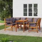 vidaXL 7-delige Tuinset met kussens massief acaciahout, Verzenden, Nieuw, Hardhout, Tuinset