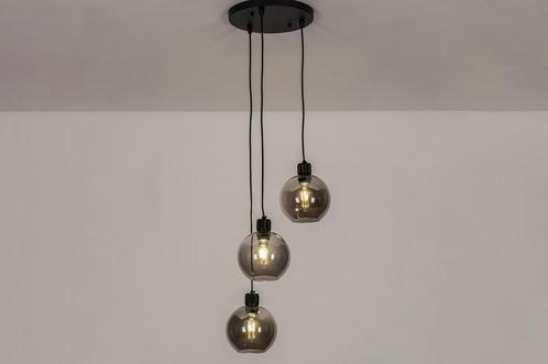 Rietveld Hanglampen - Zwart, Grijs - Glas, Metaal, Huis en Inrichting, Lampen | Hanglampen, Verzenden