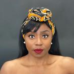 Afrikaanse hoofddoek / headwrap - Zwart / oranje Waves, Kleding | Dames, Nieuw, Ophalen of Verzenden