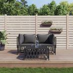 vidaXL 3-delige Loungeset met kussens staal antracietkleurig, Tuin en Terras, Tuinsets en Loungesets, Verzenden, Nieuw, Rvs, Loungeset