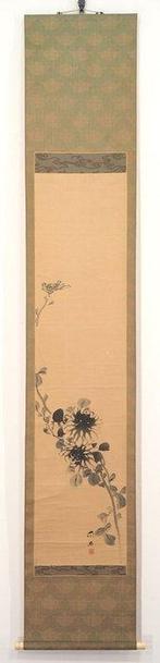 Kakejiku  (hangscroll) - Een verfijnde chrysant in inkt