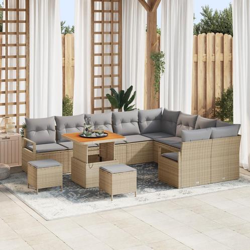 vidaXL 12-delige Tuinbankenset met kussens poly rattan, Tuin en Terras, Tuinsets en Loungesets, Nieuw, Rotan, Verzenden