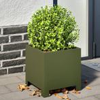 vidaXL Plantenbakken 2 st 30x30x30 cm staal olijfgroen, Verzenden, Nieuw, Metaal