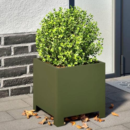 vidaXL Plantenbakken 2 st 30x30x30 cm staal olijfgroen, Tuin en Terras, Bloembakken en Plantenbakken, Nieuw, Metaal, Verzenden