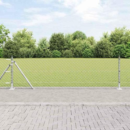 vidaXL Palen set Zilver 10 x 0.6 meter Gegalvaniseerd staal, Tuin en Terras, Schuttingen, Nieuw, IJzer, Verzenden