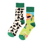 Sokken - Boerderij Koe Print - Kids - Groen Wit Zwart -, Nieuw
