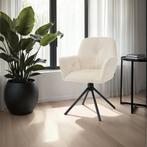 Draaibare fauteuil Lenia, gestoffeerd - Fluweel crème/zwart,, Huis en Inrichting, Verzenden, Nieuw
