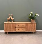 Tv-meubel Retro Chique - 200 cm breed - massief teakhout, Huis en Inrichting, Kasten | Televisiemeubels, 150 tot 200 cm, Teakhout