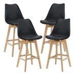 Barkruk set van 4 kunstleer en beuken 105x48x58 cm zwart, Huis en Inrichting, Stoelen, Verzenden, Nieuw