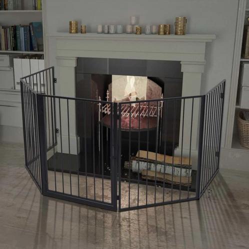 vidaXL Openhaardhek staal zwart, Huis en Inrichting, Kachels, Nieuw, Verzenden
