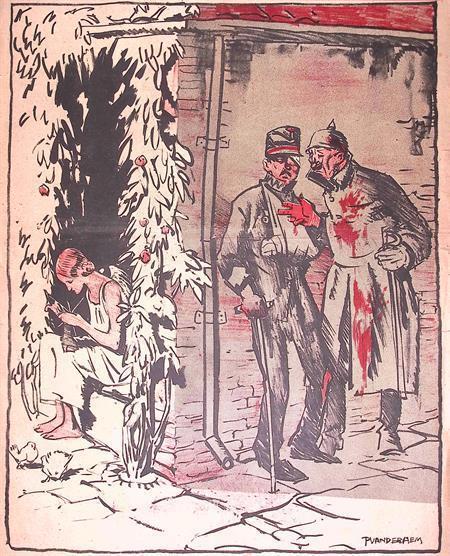 Spotprent Duitse vredesbesprekingen tijdens Eerste Wereld..., Antiek en Kunst, Kunst | Litho's en Zeefdrukken, Verzenden