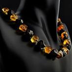 Authentieke BALTIC AMBER Ketting – Ruwe Zwarte & Gepolijste
