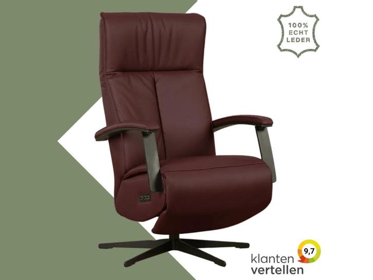 Leren elektrisch relaxfauteuil Pure - Toledo Bordeaux, Huis en Inrichting, Fauteuils, 50 tot 75 cm, 75 tot 100 cm, Nieuw, Leer