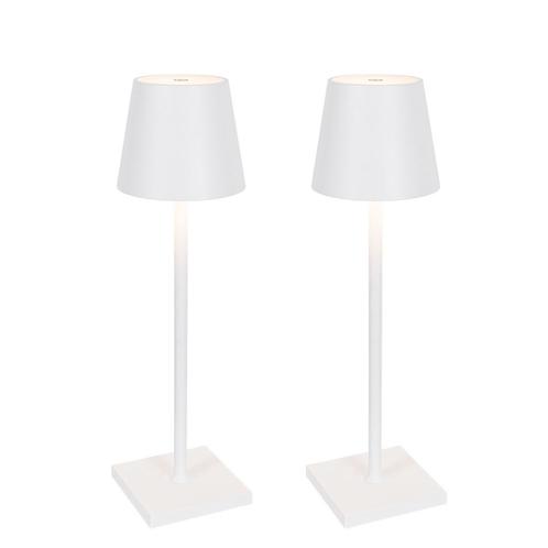 Set van 2 buiten tafellamp wit incl. LED en dimmer, Huis en Inrichting, Lampen | Tafellampen, Nieuw, Minder dan 50 cm