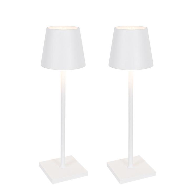 Set van 2 buiten tafellamp wit incl. LED en dimmer, Huis en Inrichting, Lampen | Tafellampen, Nieuw, Minder dan 50 cm