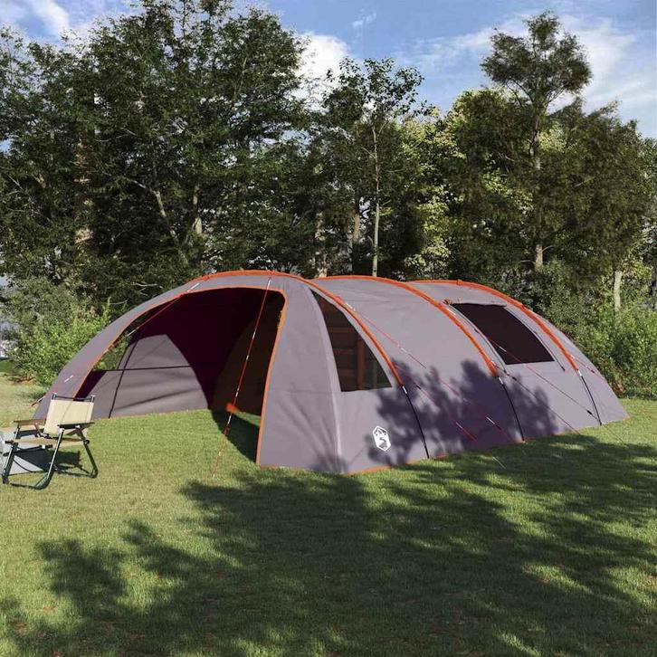 vidaXL Tunneltent met dak Grijs en Oranje 700 x 590 x 215 cm, Caravans en Kamperen, Tenten, Nieuw, Verzenden