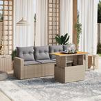 vidaXL 5-delige Loungeset met kussens poly rattan beige, Verzenden, Nieuw, Rotan, Loungeset