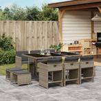 vidaXL 11-delige Tuinset met kussens poly rattan grijs, Tuin en Terras, Meer dan 8 zitplaatsen, Nieuw, Tuinset, Verzenden