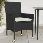 vidaXL Tuinstoelen 2 st met kussens poly rattan zwart, Verzenden, Nieuw, Rotan