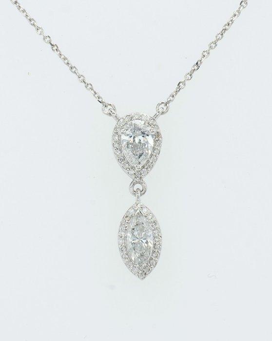 Halsketting - 14 karaat Witgoud - 0.63ct. tw. Diamant, Sieraden, Tassen en Uiterlijk, Kettingen