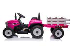 Elektrisch bestuurbare tractor met aanhanger - roze, Ophalen of Verzenden, Nieuw
