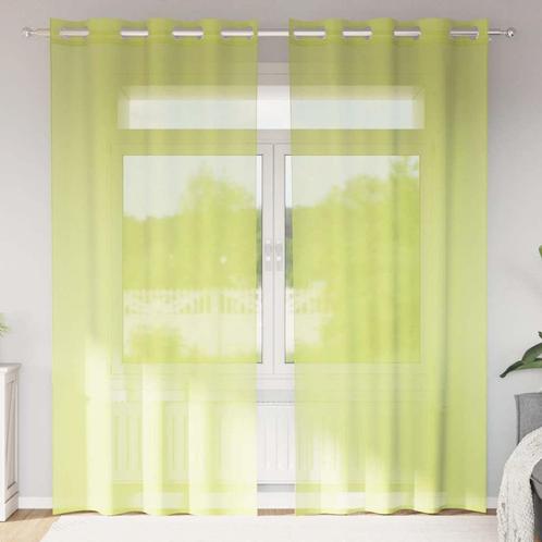 vidaXL Gordijnen voile met doorvoertules 2 st 140x225 cm, Huis en Inrichting, Stoffering | Gordijnen en Lamellen, Groen, Nieuw