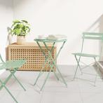 vidaXL Opvouwbare Tuin Tafel Lichtgroen Ø50x71 cm Staal, Tuin en Terras, Tuintafels, Verzenden, Nieuw, Metaal
