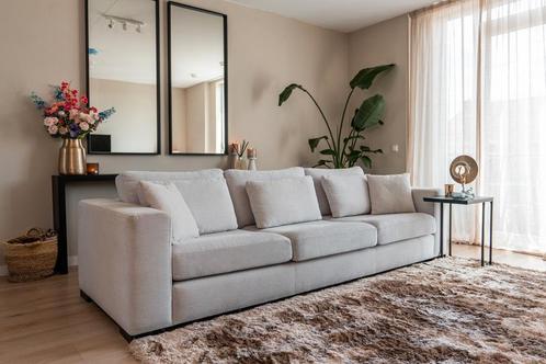 Bank Mercer - Hotel Chique - Stof beige, Huis en Inrichting, Banken | Bankstellen, 250 tot 300 cm, 100 tot 125 cm, Rechte bank