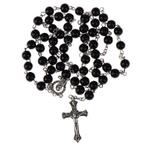 Fako Bijoux® - Ketting - Rozenkrans - Kruis Klein - Zwart -, Sieraden, Tassen en Uiterlijk, Kettingen, Verzenden, Nieuw