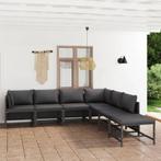 vidaXL 7-delige Loungeset met kussens poly rattan grijs, Verzenden, Nieuw, Rotan, Loungeset